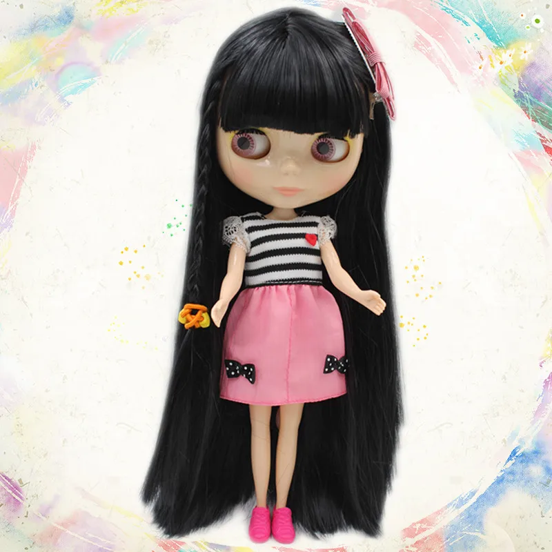 Blygirl черные прямые волосы Обнаженная кукла 30 см Обычная Модная Кукла Blythe тела суставы 7 - Цвет: Doll