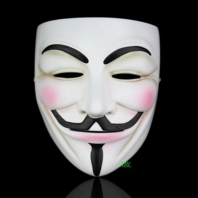 Белый Маскарад на Хэллоуин V для вендетты маска полное лицо фильм Guy Fawkes тема анонимы смолы маски вечерние реквизит костюм взрослый размер - Цвет: Белый