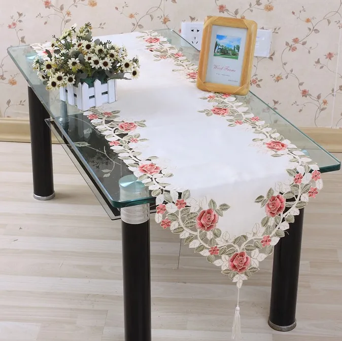 Скатерть vezon 40*200 см элегантная скатерть из полиэстера с цветочной вышивкой