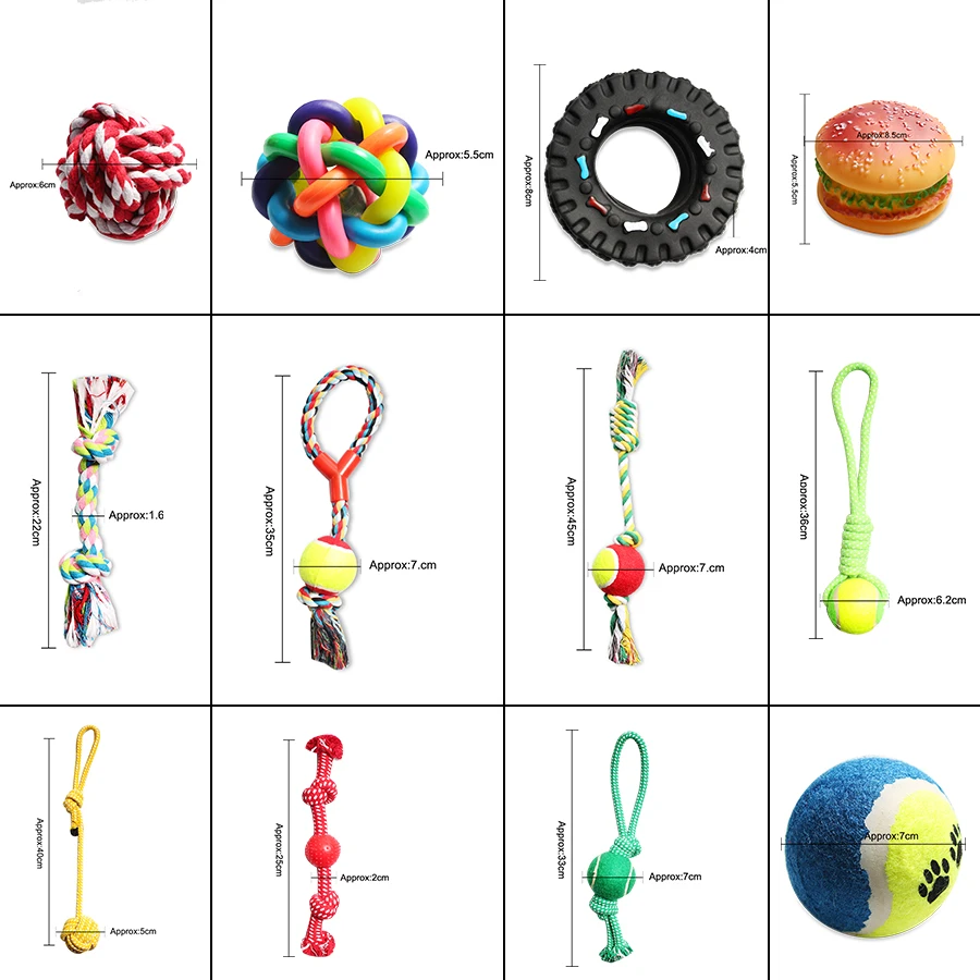 Rubber Squeaky Dog Toys Cotton Rope Ball Interactive Dog Toy Drawstring Tennis Ball Pet Chew Knot Puppy Multicolor Bell Ball