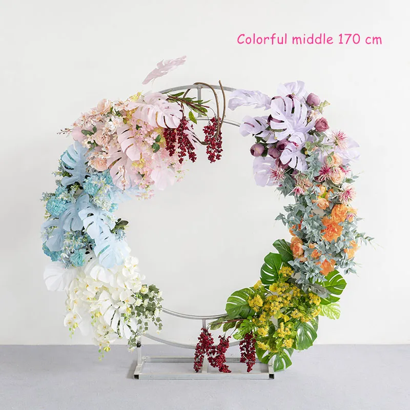 colorful 170cm По индивидуальному заказу 210/170/130 см Искусственный цветок с металлическим Свадебные стенд Арка Декор для вечерние свадебные фон железная Арка+ юбка с цветочным рисунком, комплект одежды - Цвет: colorful 170cm