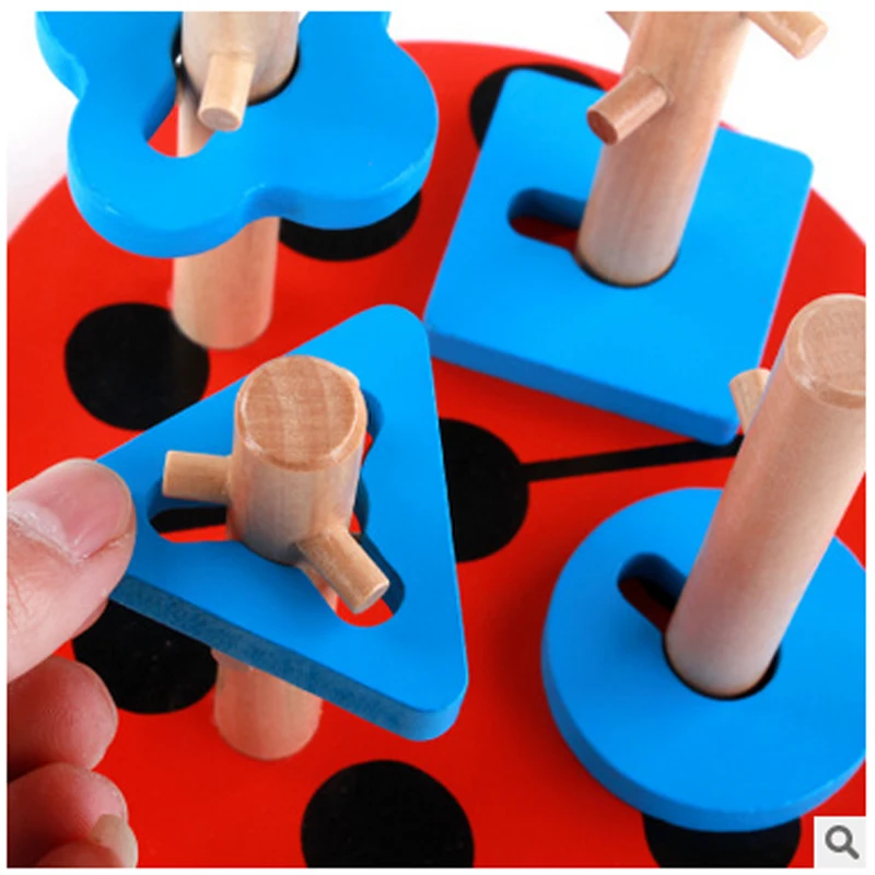 

1set free shipping Early childhood children's educational toys wooden pole geometry shape intellige learning tools Toys & Games