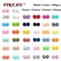 200pcs baby teether silicone beads 9mm 12mm 15mm 19mmbpa free food silicone bead baby teething necklace accessories infant toys