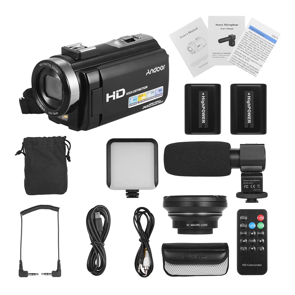 Option 2 Andoer HDV-201LM 1080 P FHD Цифровая видеокамера DV поддерживает функции распознавания лица функция распознавания улыбки beauty face - Цвет: Option 2