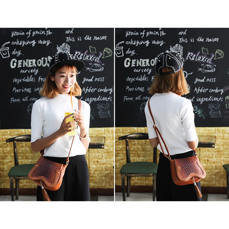 

Women Messenger Bags 2017 Fashion Alligator Women Bags Concave And Convex Texture Shoulder Bags Tassel Crossbody Bags NWW016