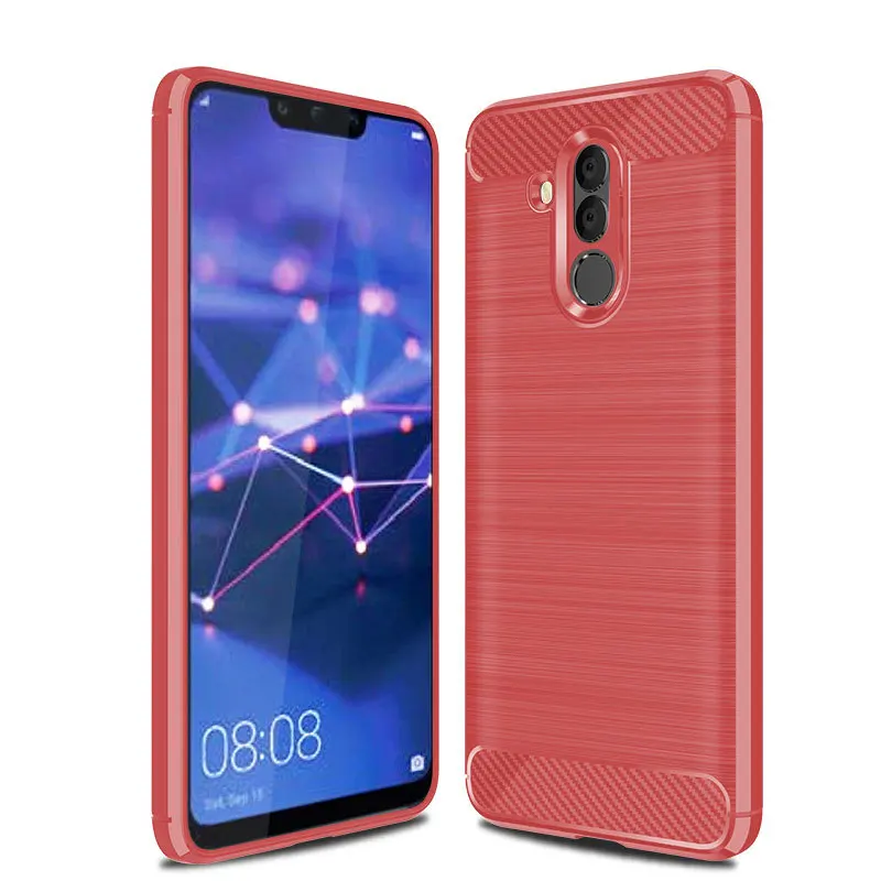 Красный Для huawei mate 20 Lite чехол из углеродного волокна Мягкий силиконовый чехол для huawei mate 20 Lite чехол противоударный защитный чехол бампер - Цвет: Красный