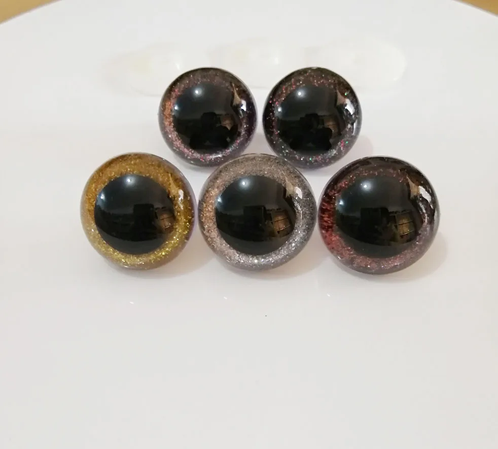 1pair/lot 30mm/40mm big size round shape clear plastic safety toy eyes + glitter fabric+ hard washer for diy doll findings--N6 | Игрушки и