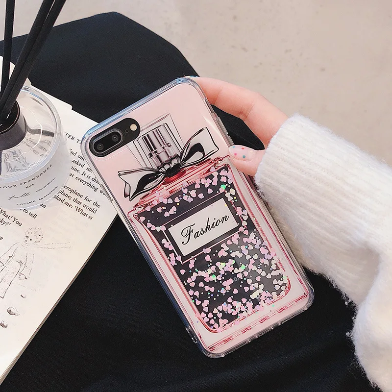 Мягкий ударопрочный чехол из ТПУ с блестками для флакона духов iPhone 7 8 Plus X XS Max XR 6s 6
