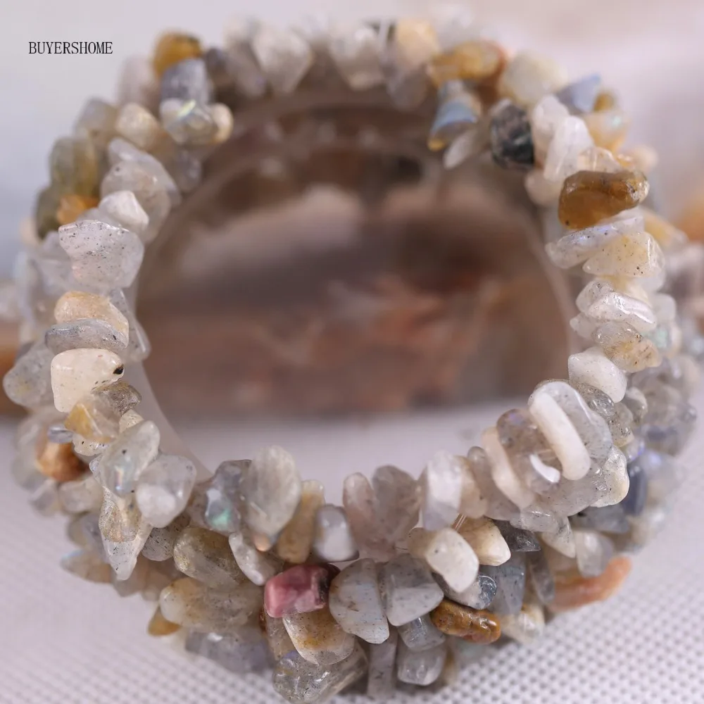 Free Shipping Gift For Women Jewelry Set Irregular Shape Chip Beads Natural Stone Gray Labradorite Necklace Bracelet | Украшения и