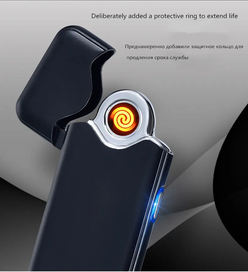Usb Электронная зарядка Зажигалка ультра-тонкий ветрозащитный сенсорный индукционный мужской и женский прикуриватель Прямая