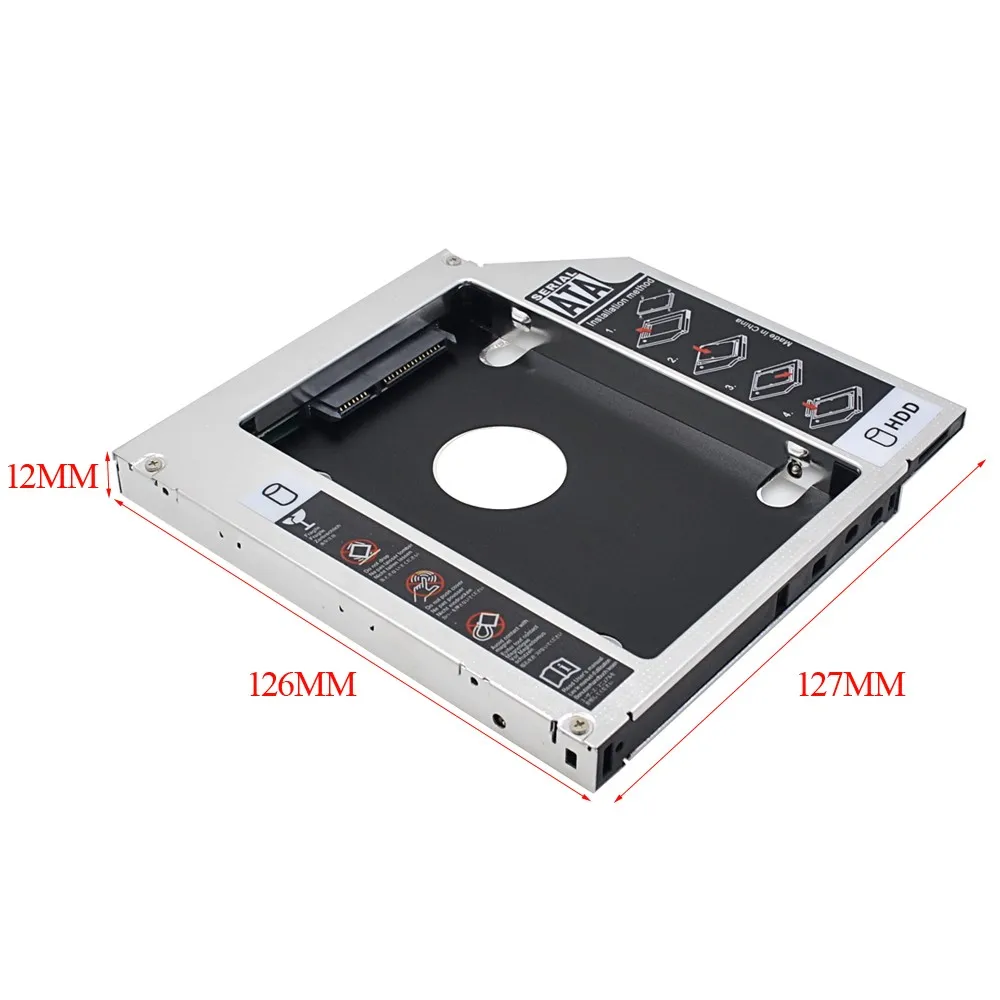Алюминий 2nd HDD Caddy 12,7 мм IDE SATA 3,0 2," чехол для SSD, HDD жесткий диск enclossure для ноутбука ODD CD DVD Встроенная память для оптического устройства