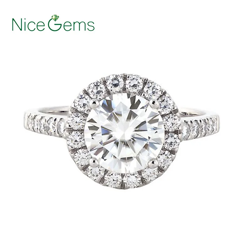 Женское Обручальное Кольцо NiceGems обручальное кольцо из муассанита с ореолом 1