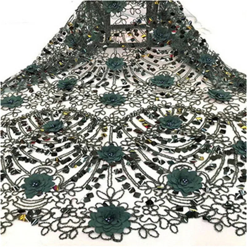 Высококачественная африканская кружевная ткань с блестками фиолетовая объемным