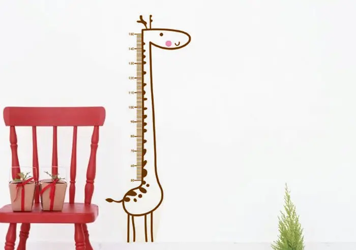 1 шт. большой размер милый мультфильм Жираф животных высота диаграммы стены