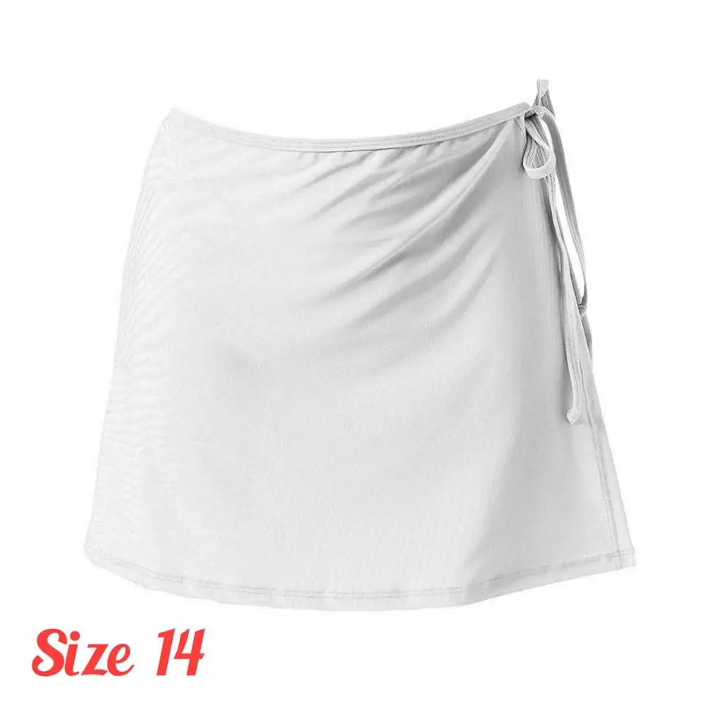 White Size 14 Женская смесь, одноцветные Купальники Юбка-пояс, сексуальный бикини, мягкий черный/белый ремешок, Прямая - Цвет: White Size 14
