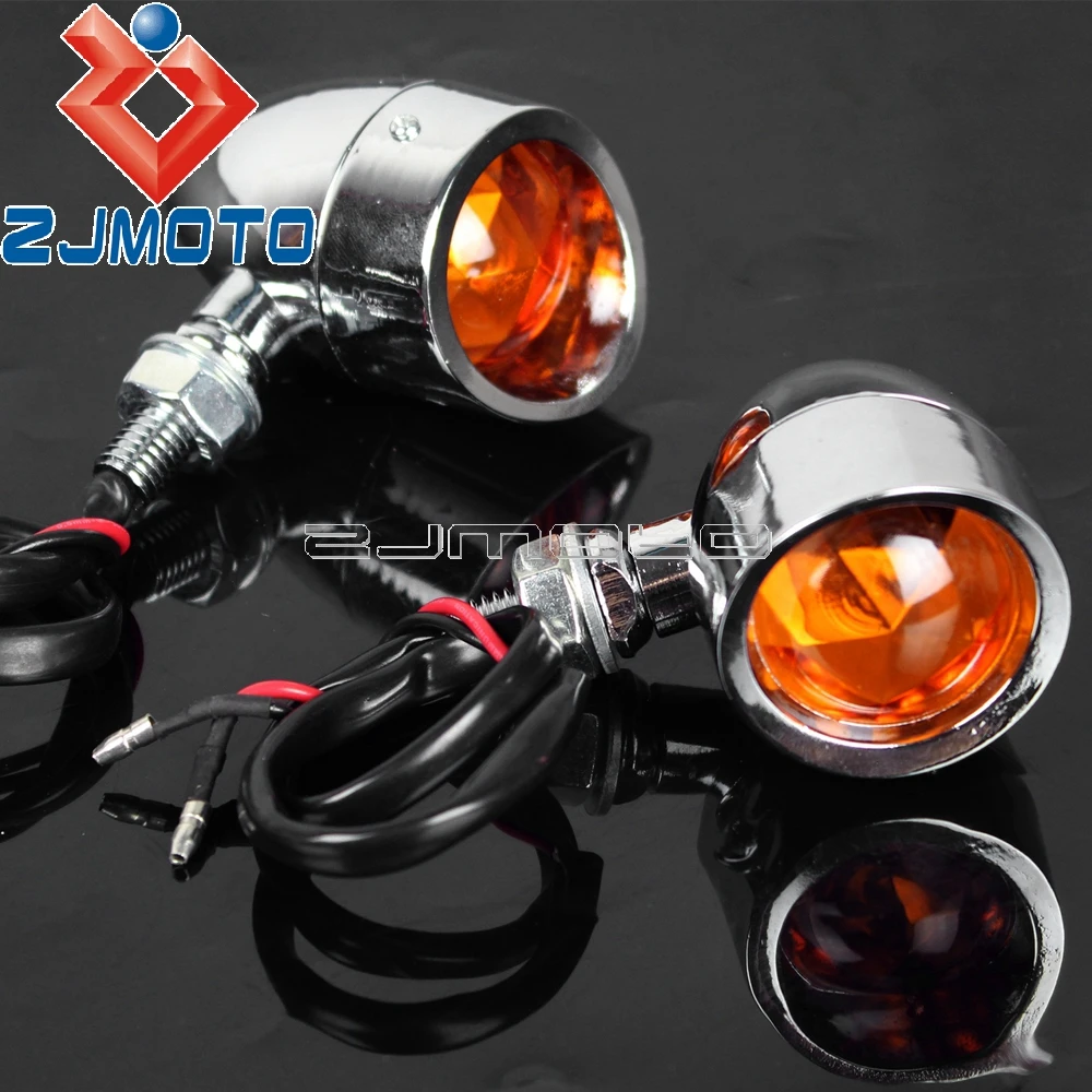 2x Chrome Янтарный поворотники Световые индикаторы шоры Для Harley Bobber Chopper кафе рейсеры