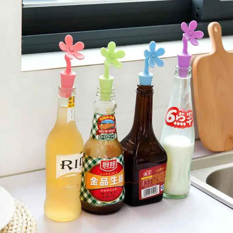 4 шт. Креативный цветочный дизайн пробка для бутылки красочная Силиконовая вина