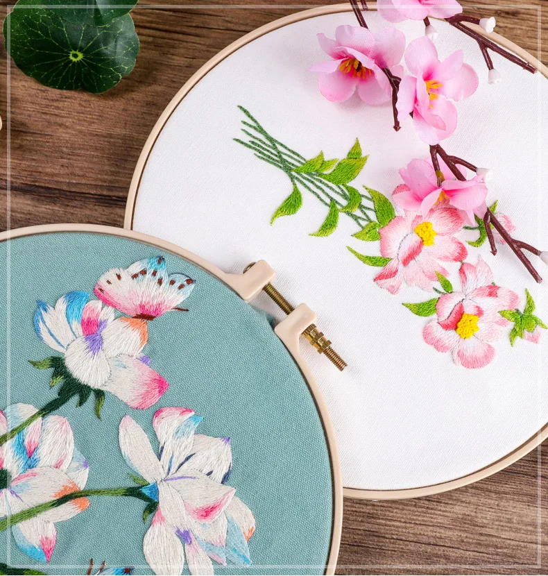 Chinese DIY Embroidery Kit with Hoop Flowers Patterns Cross Stitch Kits Handmade Crafts Sewing Supplies Needlework Set | Дом и сад