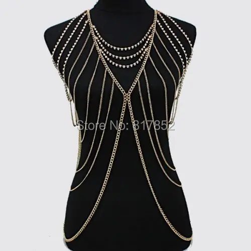 

Бесплатная доставка! Новый стиль BY411, золотые цепочки, золотые цепочки, ювелирные изделия, многослойные цепи, ювелирные изделия для тела