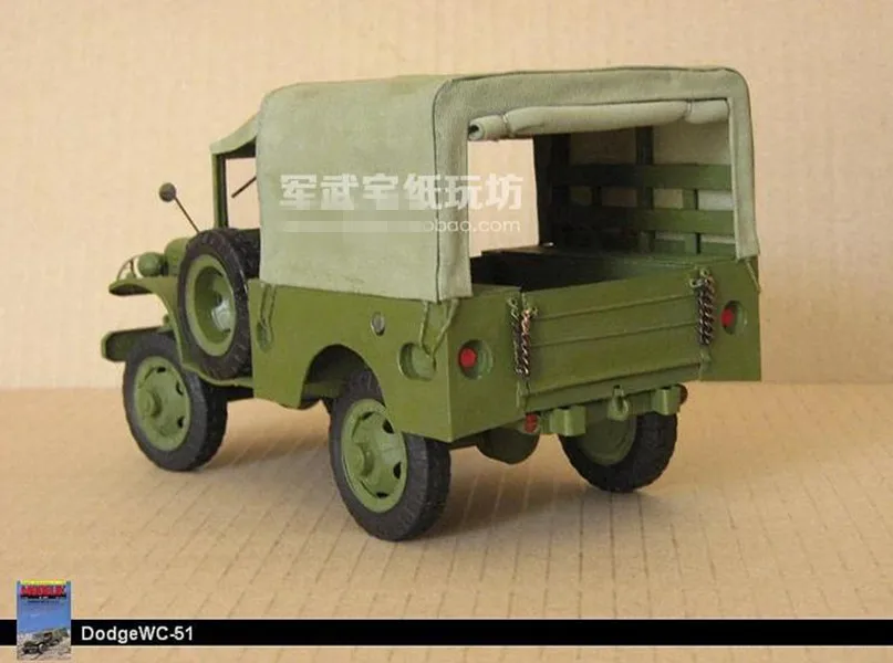 Масштаб 1:25 американский Dodge Jeep WC 51 Вторая мировая война jeep 3D Paper Model Kit|Картонные