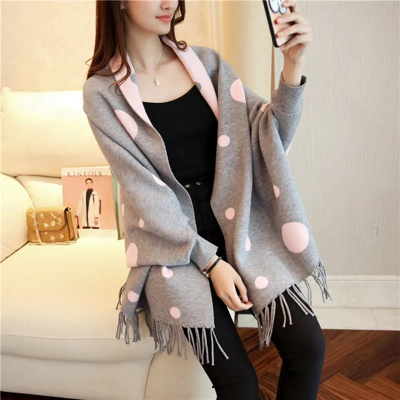 High Quality Elegant long cardigan women fashion autumn Tassel poncho oversized sweater pull femme Women's knitted |