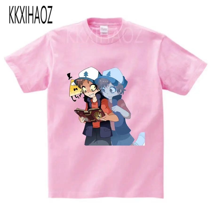 pink childreT-shirt Футболка с рисунком Гравити Фолз Мэйбл Диппер для маленьких мальчиков и девочек детские летние топы с короткими рукавами, детская забавная Повседневная футболка, NN - Цвет: pink childreT-shirt