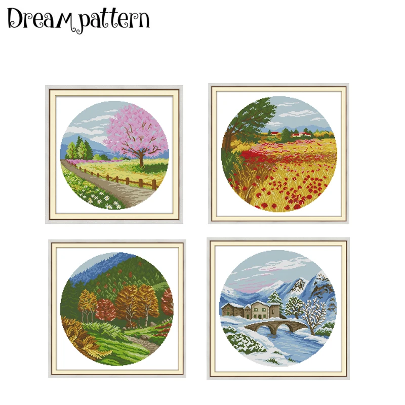 

Four seasons (Spring) cross stitch kit aida 14ct 11ct count print canvas stitches embroidery DIY handmade needlework