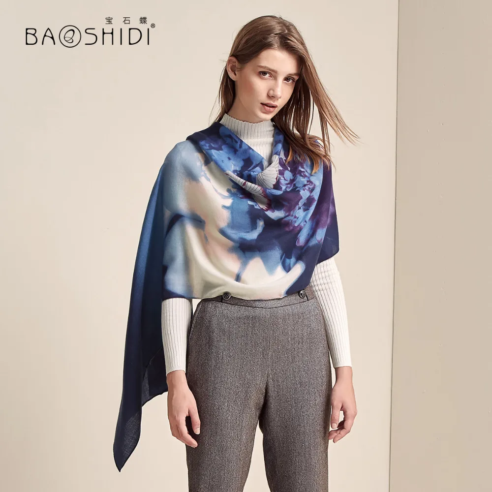 Женский шарф BAOSHIDI длинная теплая шаль из 100% шерсти зимняя мягкая бандана 2018 |