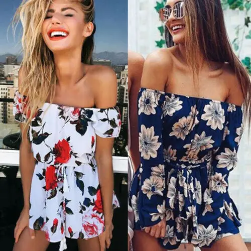 Женский свободный комбинезон Boho пляжный мини-костюм пляжного типа с принтом на