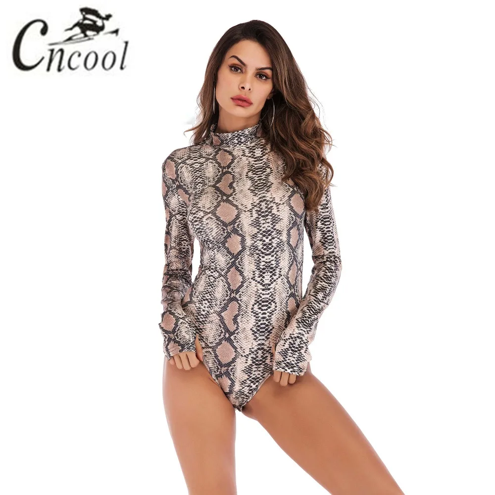 2019 Leopard Snakeskin One Piece Women Sexy Long Sleeve Slim Bodysuit Skirt Match Spring Summer New Trend Tashion Tops Shirt |