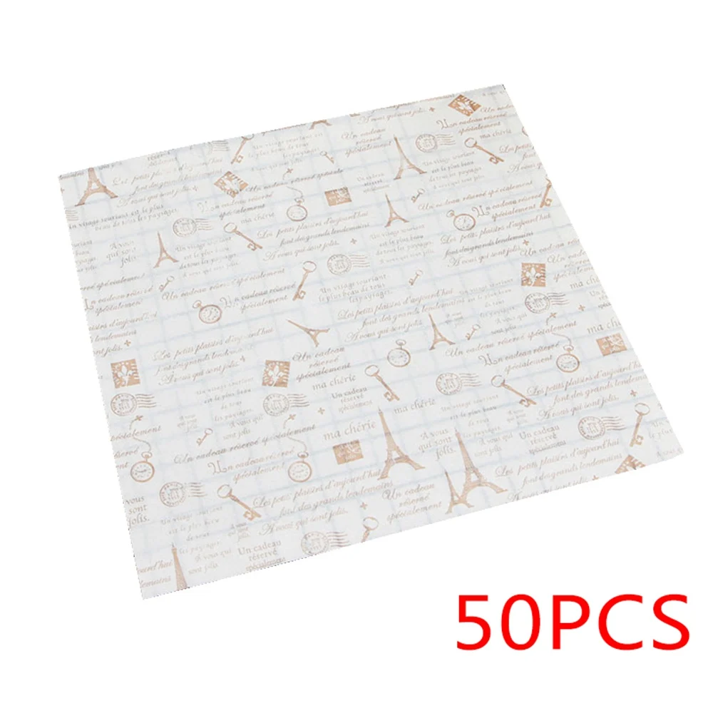 XW03402 50pcs Wax Paper Food Grade Grease Paper Food Wrappers Wrapping Paper For Bread Sandwich Burger Fries Oil Paper Baking Tool - Цвет: XW03402