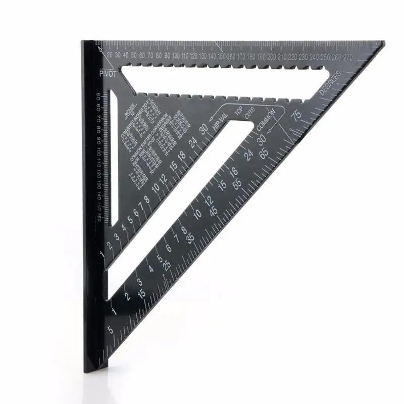 

12/7inch Triangle Ruler Speed Square Metric Aluminum Alloy Woodworking Square Angle Protractor Ruler Layout Gauge Measuring Tool