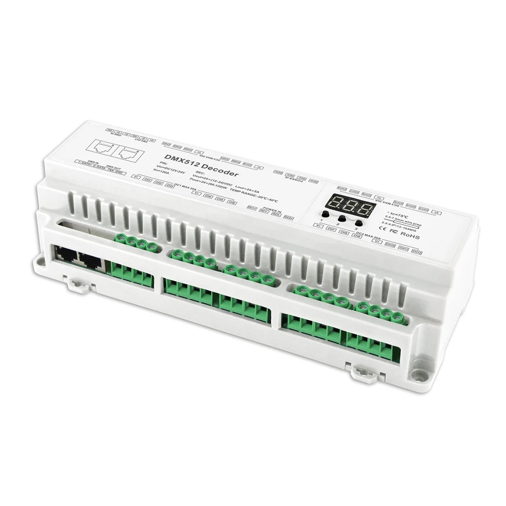 Фонарь Новый 24 канальный DMX512/8 бит/16 бит резьбовой декодер для светодиодной ленты