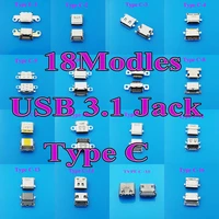 18models 90pcs usb connector type c 3 1 usb female socket tab usb 3 1 version socket receptacle for mobile phone
