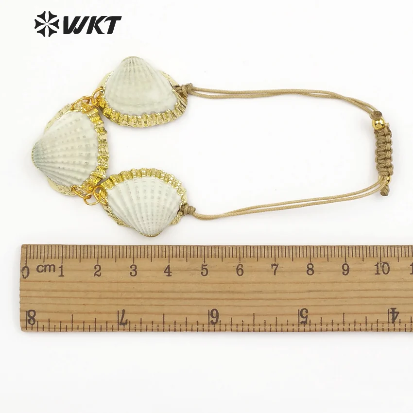 WT-B442 Boho браслет натуральный белый гребешок корпус с золотым металлическим