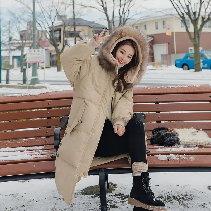 2019 New Women Winter Cotton Coat Long Loose Plus Size Jacket Fur Hooded Korean Style Outer Vintage Warm Outwear Cacaso AC231 | Женская