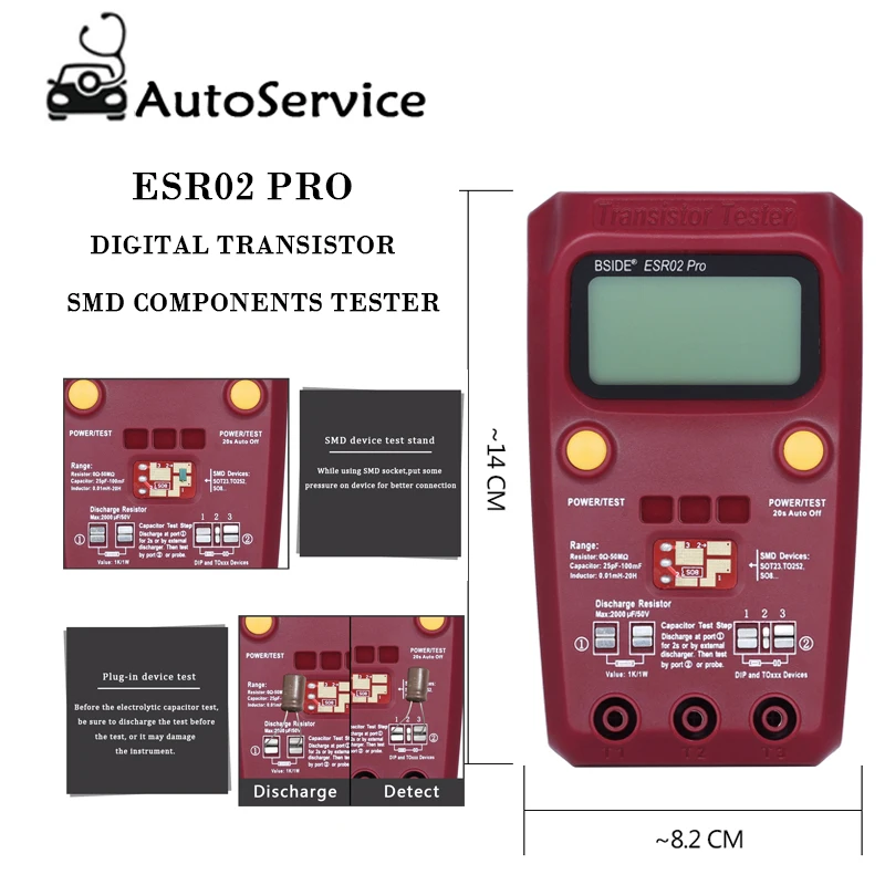 Цифровой транзистор тестер Диод Триод Емкость резистор ESR02 PRO метр MOS/PNP/NPN SMD ЖК