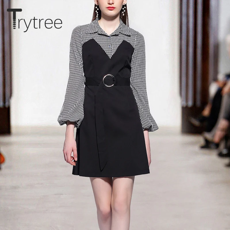 Trytree весеннее платье Повседневное трапециевидной формы женские с пышными