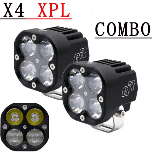 Combo XPL GOLDRUNWAY X4 40 Вт Противотуманные фары для мотоцикла светодиодный вспомогательный монтажный фонарь 4200 мл мото Автомобильные фары свет 12 В U3 светодиодный - Цвет: Combo XPL