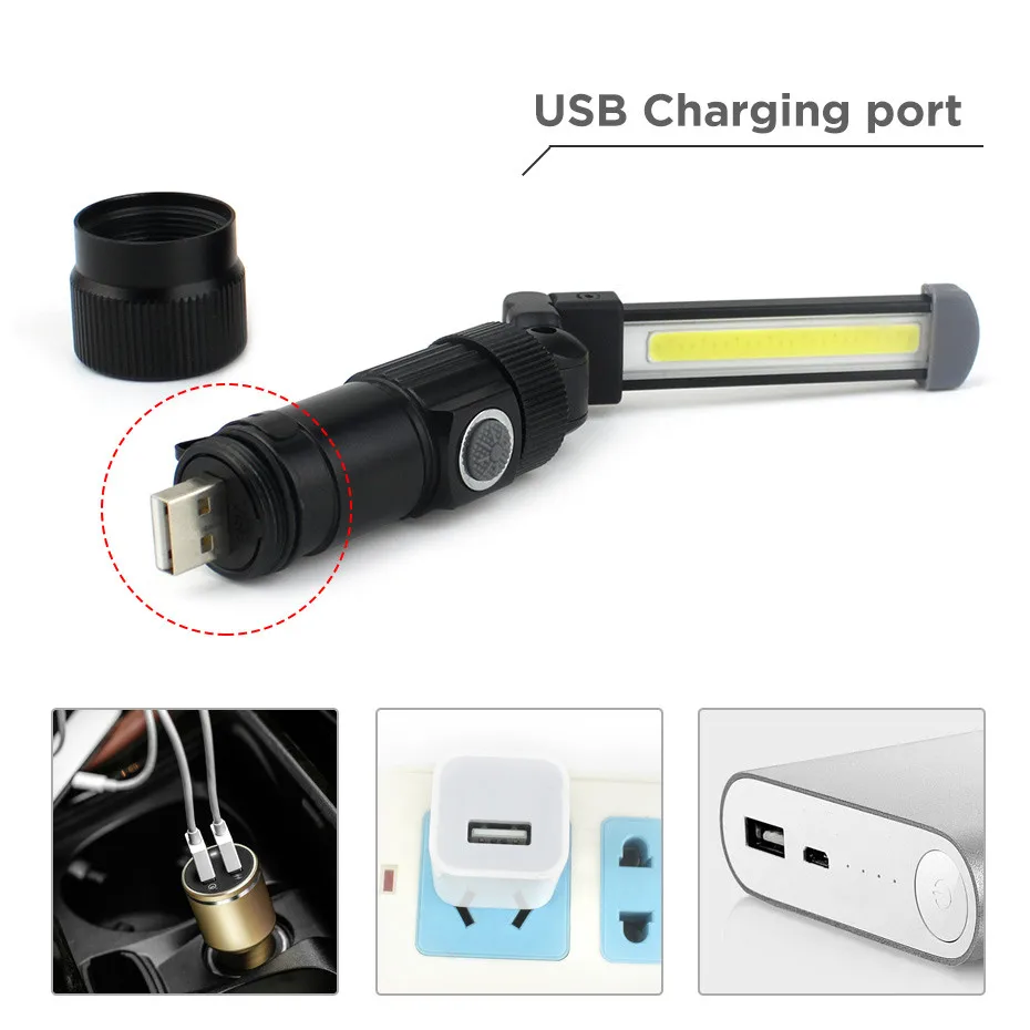 Складной фонарь для кемпинга с зарядкой от USB рабочий COB светильник со встроенным