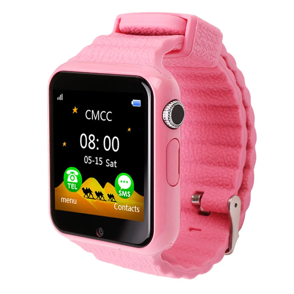 Pink COXANG V7 умные часы для детей Детские LBS трекер местоположения SOS SIM циферблат вызова часы телефон камера Будильник умные часы - Цвет: Pink