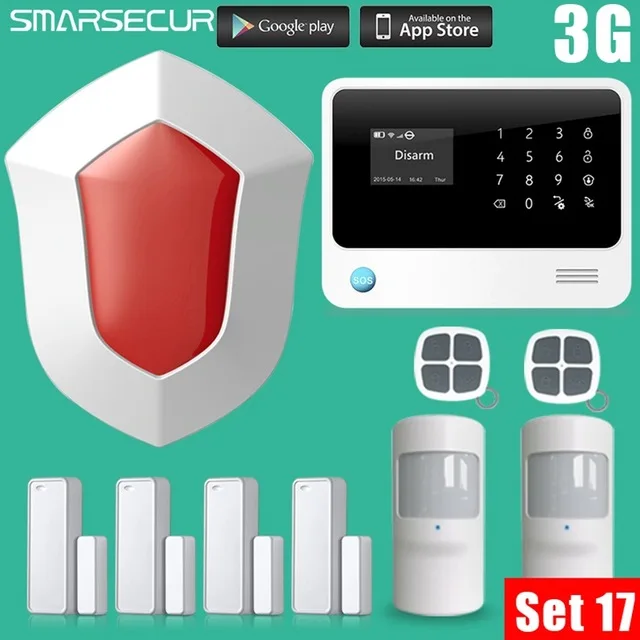 Беспроводной домашней безопасности WI-FI GSM GPRS GSM сигнализация системы приложение Дистанционное Управление - Цвет: Set 17