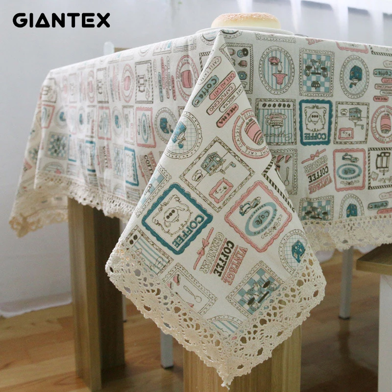 Скатерть GIANTEX из хлопка и льна скатерть с кружевом прямоугольные скатерти для