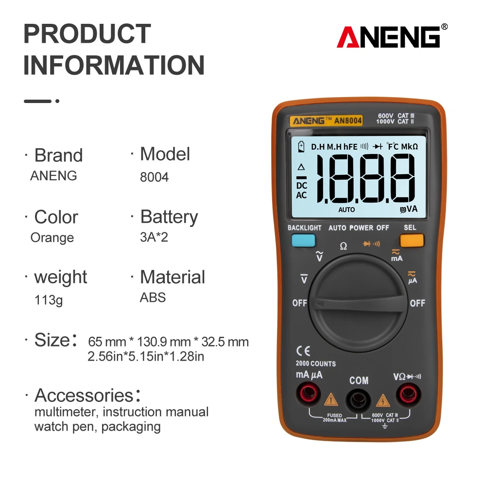 ANENG AN8004 ЖК-цифровой мультиметр Профессиональный конденсатор тестер esr измеритель богатых метров индуктивности тестер быть истинным