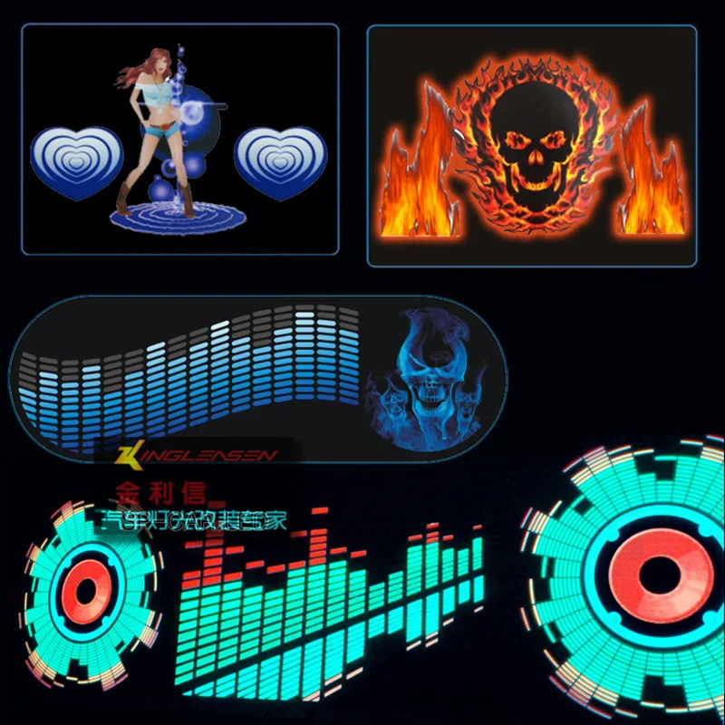 Светодиодный звук музыки Активированный EL наклейки для автомобиля Эквалайзер Glow