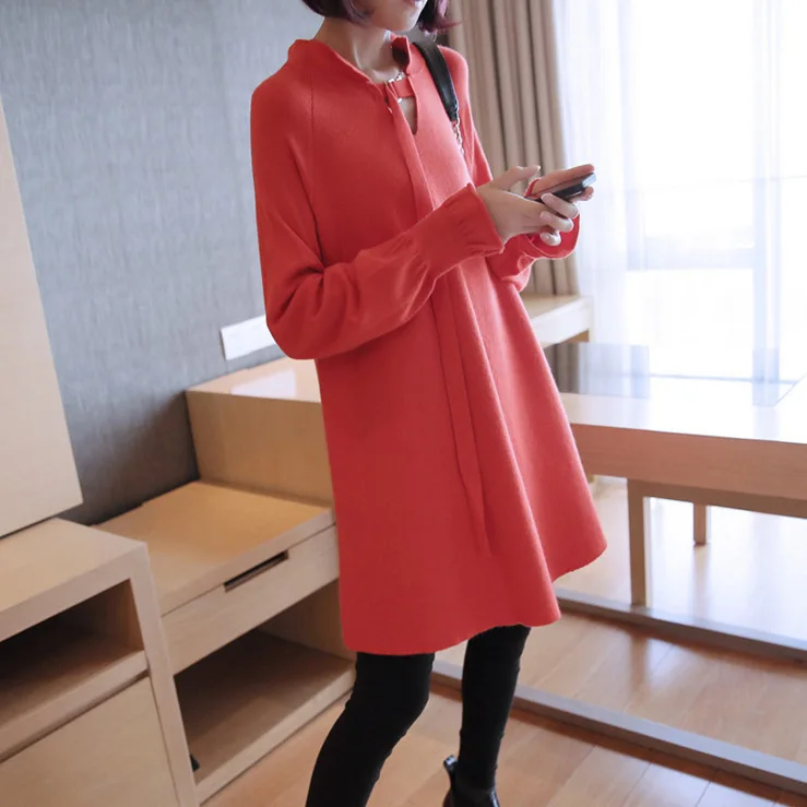 

Pullover sweater female 2018 autumn new large size women's long section v-neck long-sleeved sweater