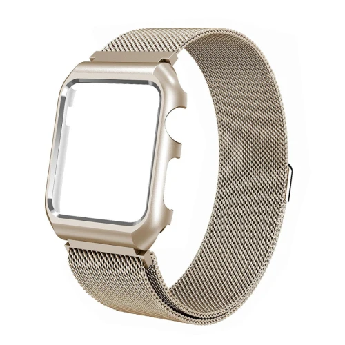 Retro gold Миланская петля с металлическим бампером чехол для Apple Watch Band Series 3 2 1 ремешок для Iwatch из нержавеющей стали Магнитный регулируемый - Цвет ремешка: Retro gold