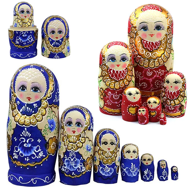 7 шт. новые деревянные русские Матрешки косички для девочек традиционные