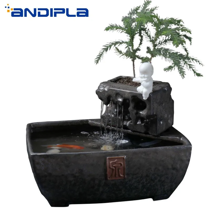 110 В 240 Zen фонтан в китайском стиле для проточной воды керамика аквариум рыбы