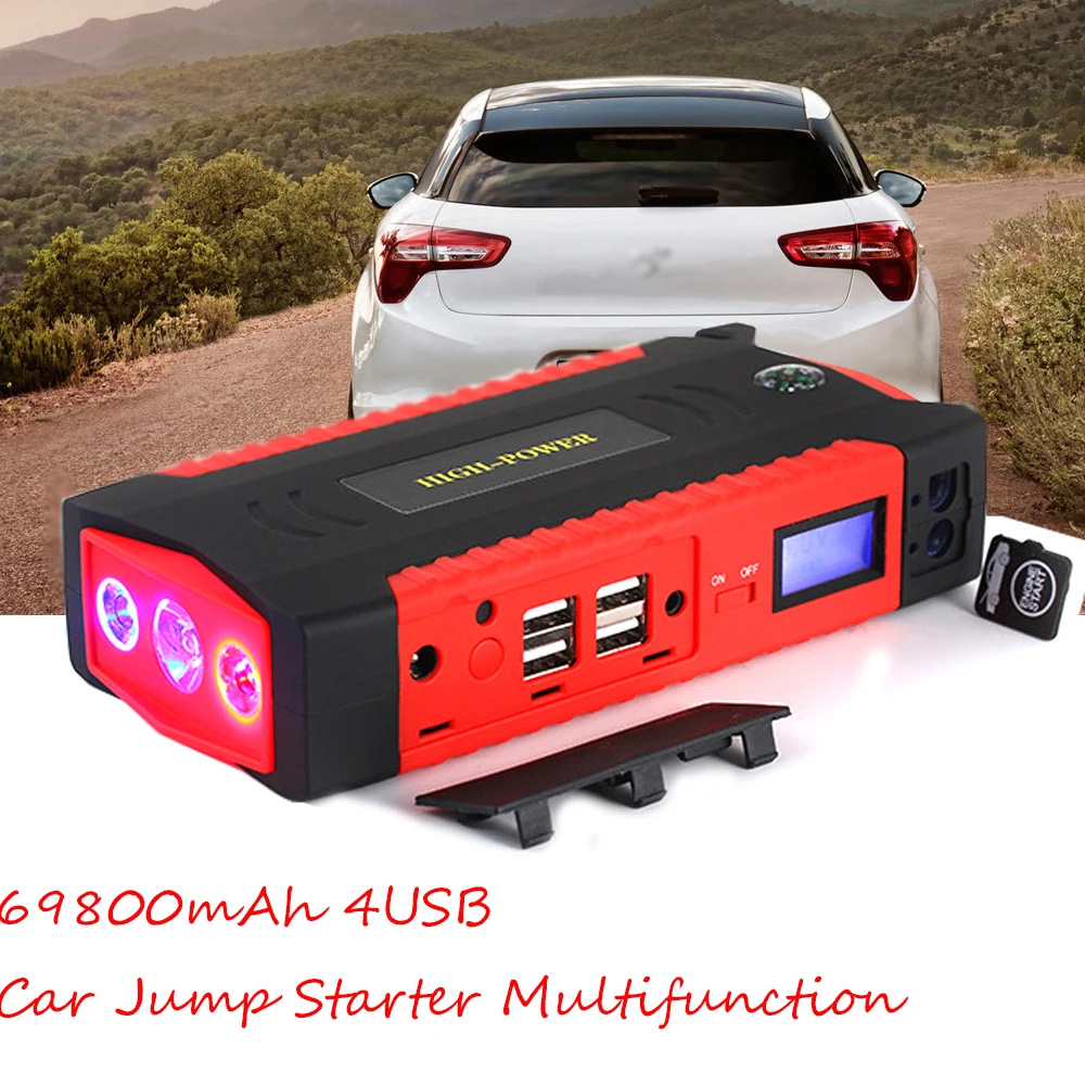 

69800 мАч 4USB стартер для автомобиля многофункциональное аварийное зарядное устройство аккумулятор блок питания Booster 12V пусковое устройство в...